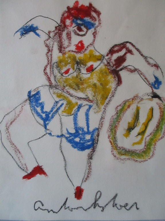 Anton Heyboer - crayon op molenpapier - Danseres verkocht voor € 120!