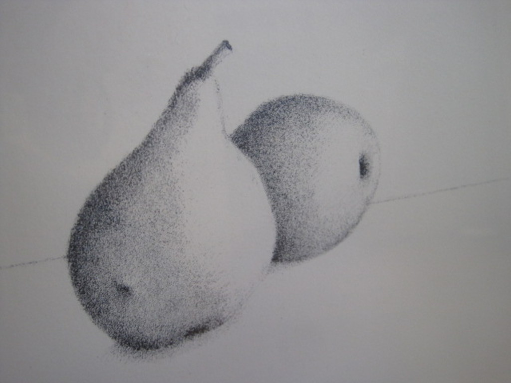 Laatste Metten Koornstra 1912-1978 - grote lithografie "2 peren" gesigneerd 1972 verkocht voor € 36!