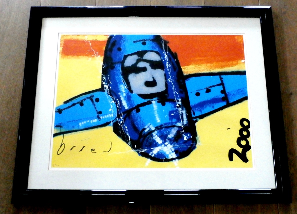 Herman Brood - grote ingelijste zeefdruk: Vliegtuig 3 - oplage 100 stuks kopen? Bied vanaf 295!