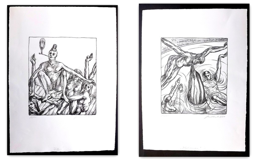 2x litho op Arches van vermoedelijk Duitse kunstenaar kopen? Bied vanaf 1!