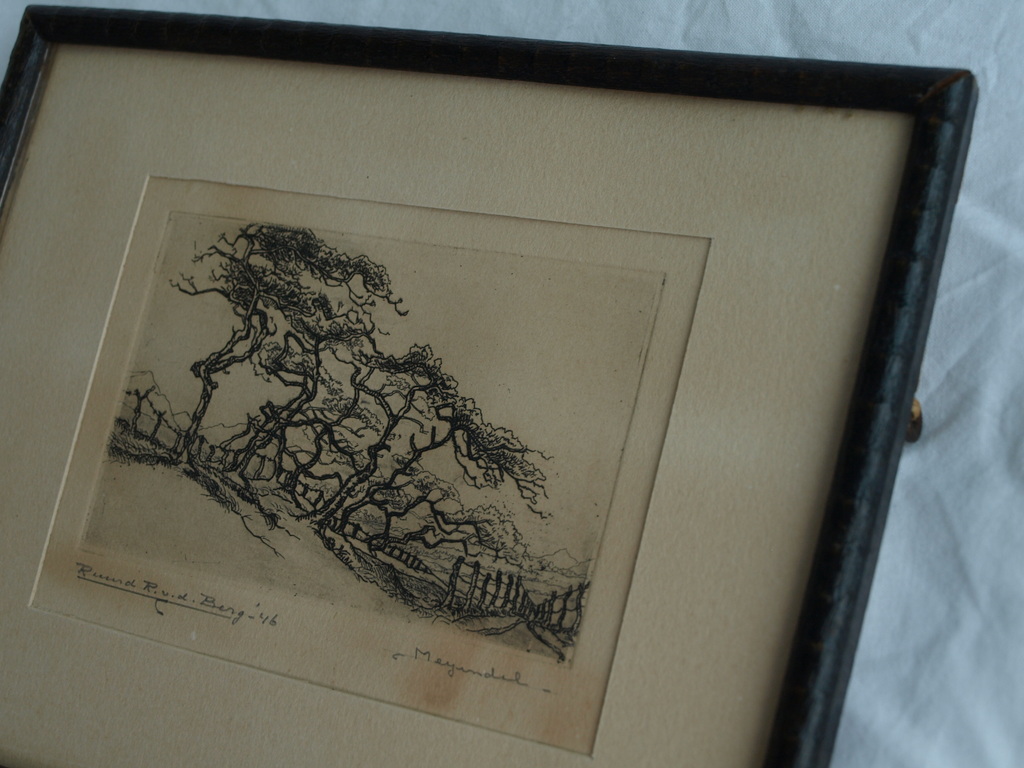 Ruurd van den Berg : Ets , Meijendel – gesigneerd & ingelijst - 1946  kopen? Bied vanaf 1!