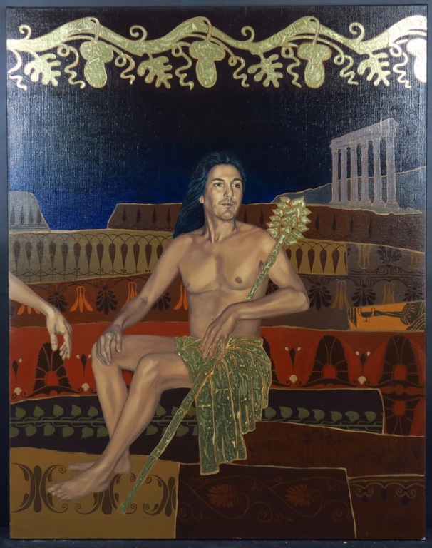 Valentin Bakardjiev: Olieverf en bladgoud op doek, Dionisius (Groot) kopen? Bied vanaf 300!