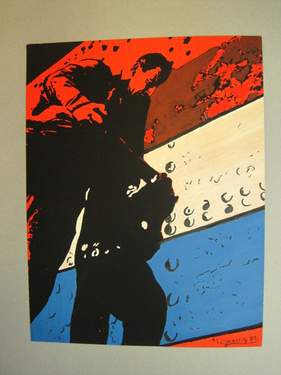 Cor Jaring (1936-2013) "in de haven" gem.techniek gesigneerd 1985  verkocht voor € 85!