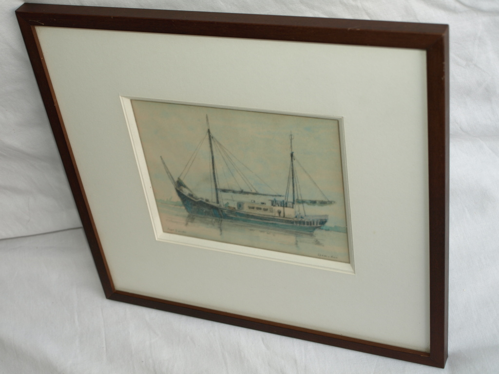 Poppe Damave (1921–1988) : tekening , Spaarndam – Gesigneerd & ingelijst  kopen? Bied vanaf 1!