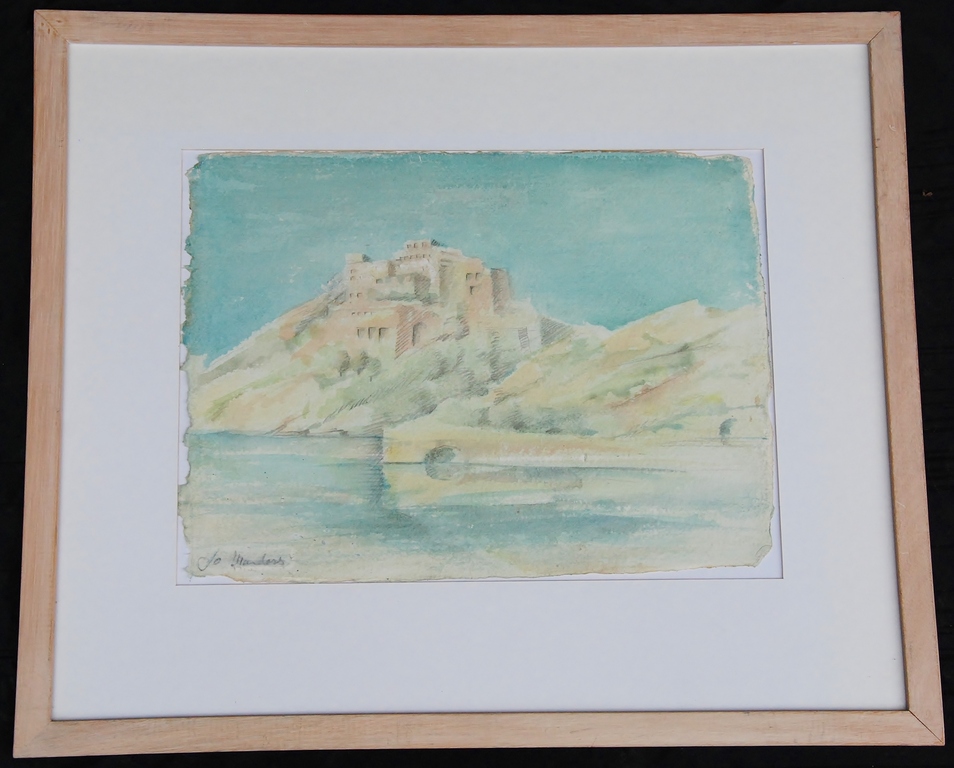 Jo Manders, Aquarel: Dorp in Zuid Spanje kopen? Bied vanaf 40!