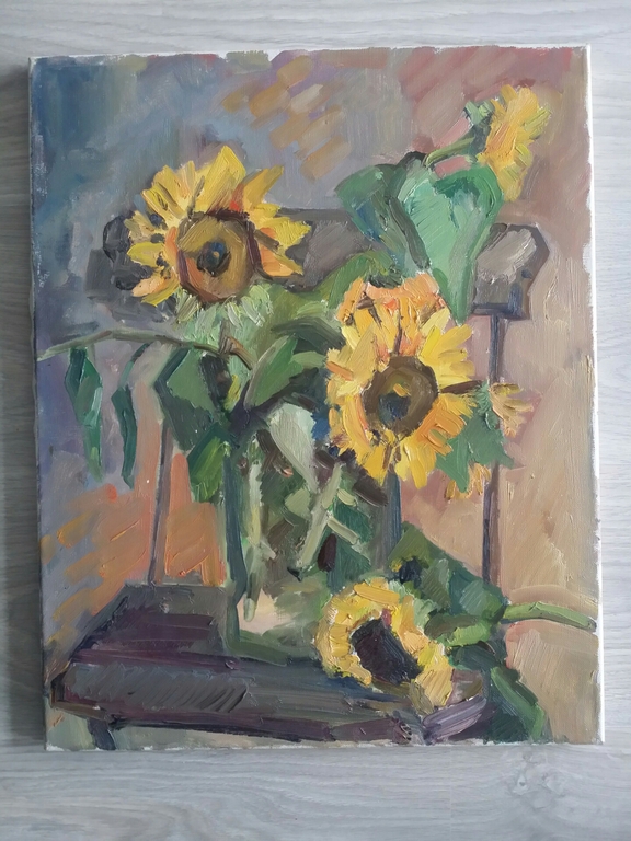 Toegeschreven aan Maria Catharina Verloop. Olieverf op doek. Zonnebloemen. kopen? Bied vanaf 1!