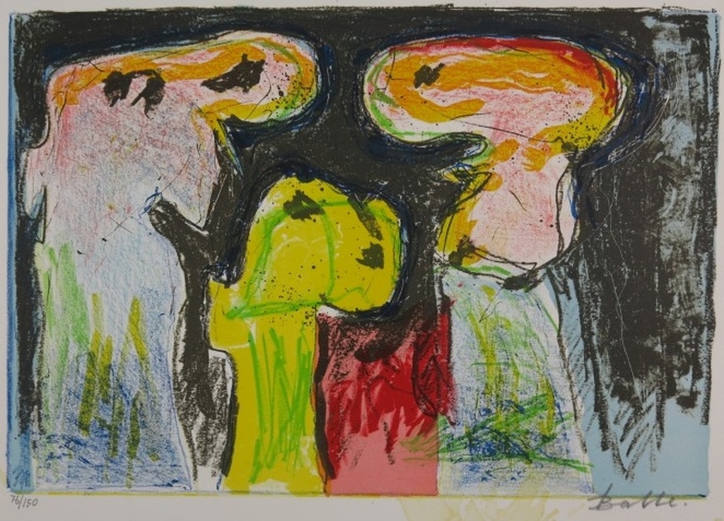 Mogens Balle: Kleurenlitho, Drie figuren kopen? Bied vanaf 1!