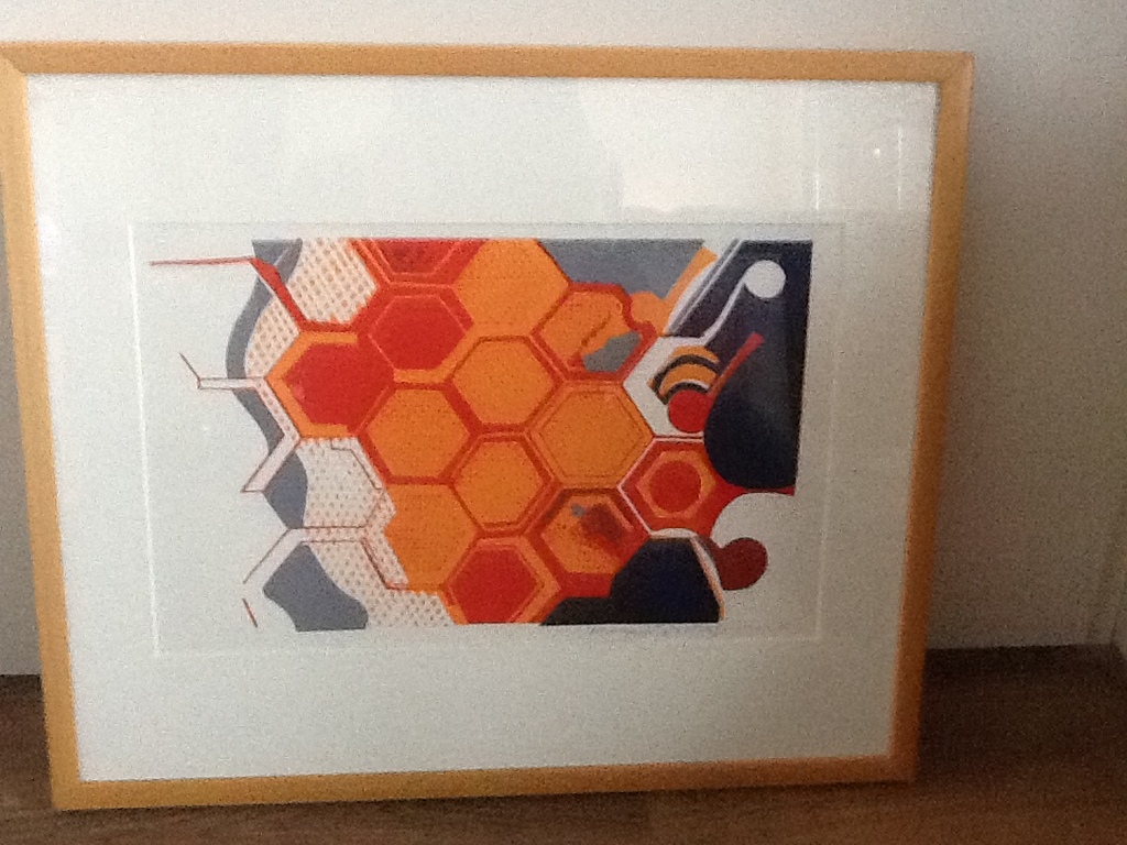 Jos B.J.Wigman : Handgesigneerde linosnede afdruk ' Honingraat ' kopen? Bied vanaf 25!