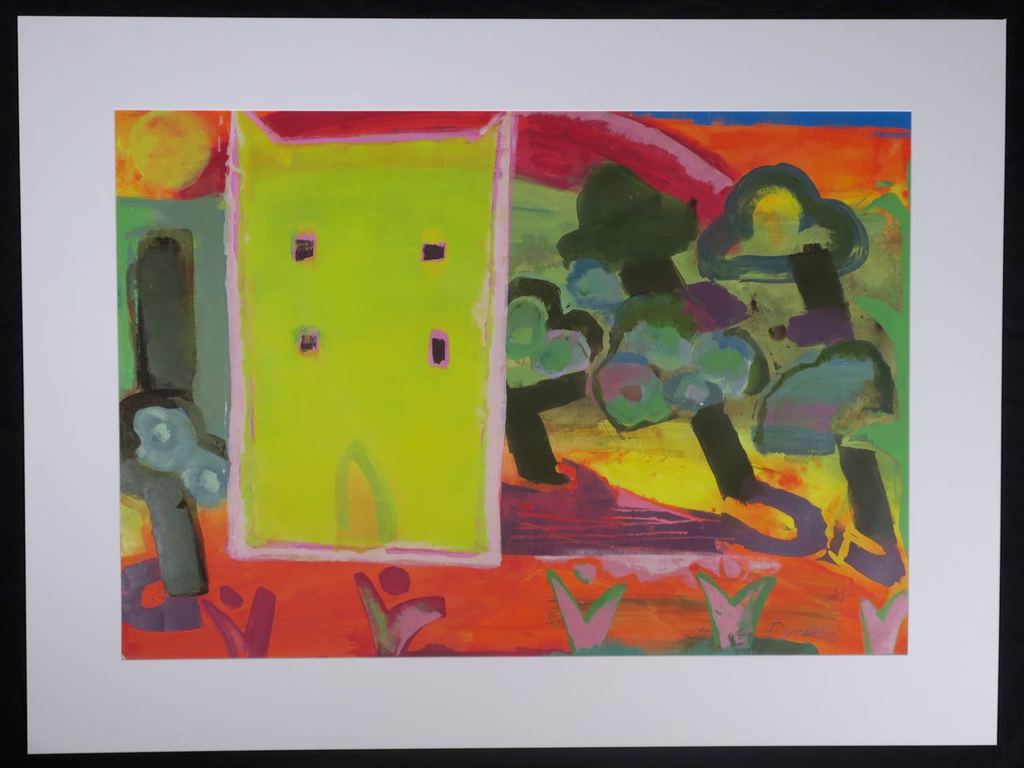 Xandra Donders: Gemengd techniek, Geel huis met boompjes kopen? Bied vanaf 20!