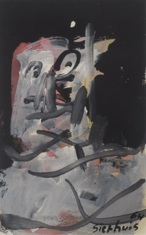 Jan Sierhuis: Gouache, Man - Ingelijst verkocht voor € 200!