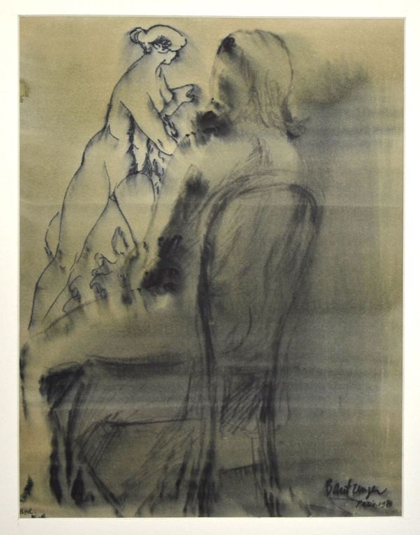 Cees Bantzinger: Stifttekening / aquarel. Naakt kopen? Bied vanaf 1!