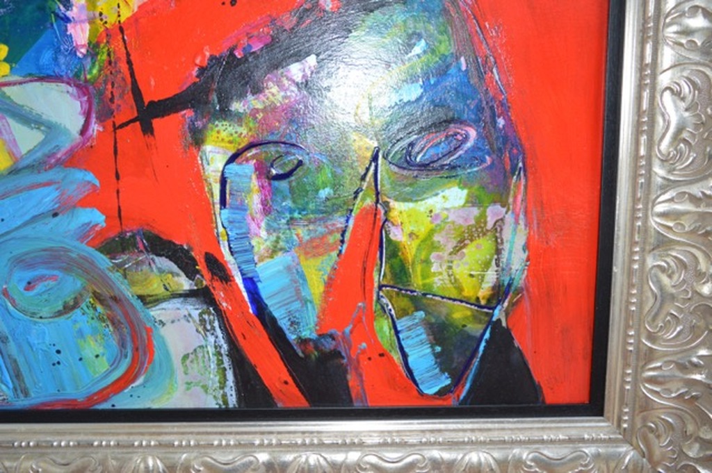 Jan te Wierik - gemengde techniek op paneel - 'samen er op uit' kopen? Bied vanaf 2900!