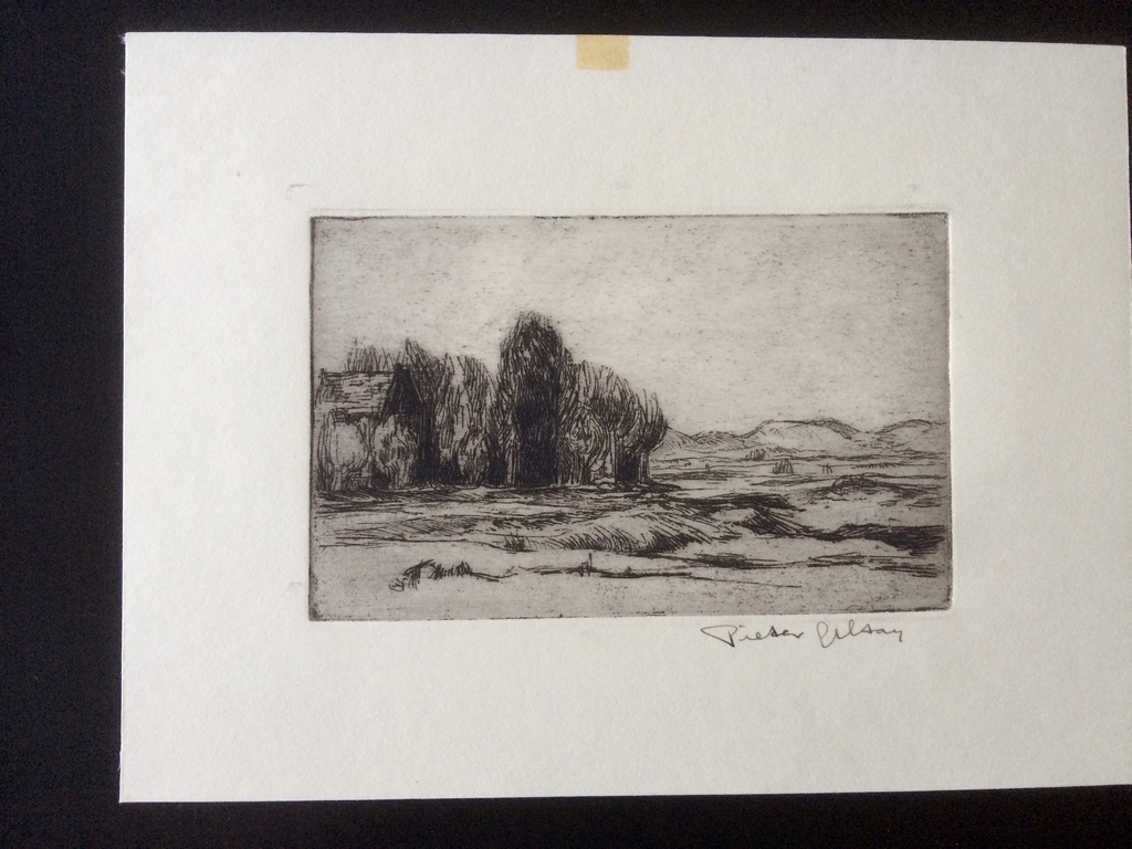 Pieter Giltay, ets op papier, duinen bij Zandvoort  kopen? Bied vanaf 25!