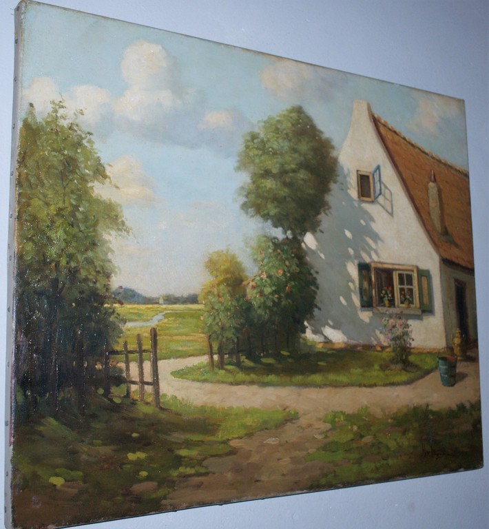 Zonnig boerenlandschap - olieverf op doek kopen? Bied vanaf 75!