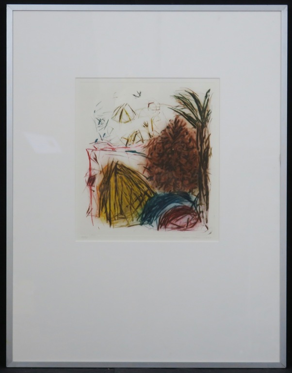 Simon Koene: Ets, Palm met pyramiden - Ingelijst verkocht voor € 45!