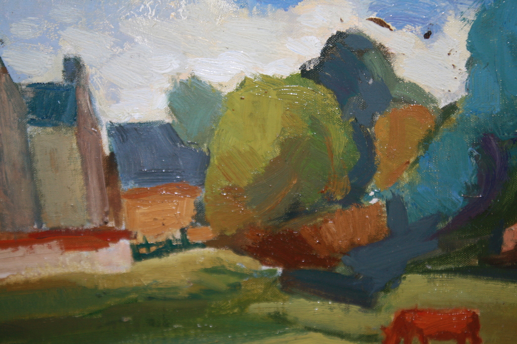 JOOP WILLEMS  - ABSTRACT LANDSCHAP MET KOE kopen? Bied vanaf 185!