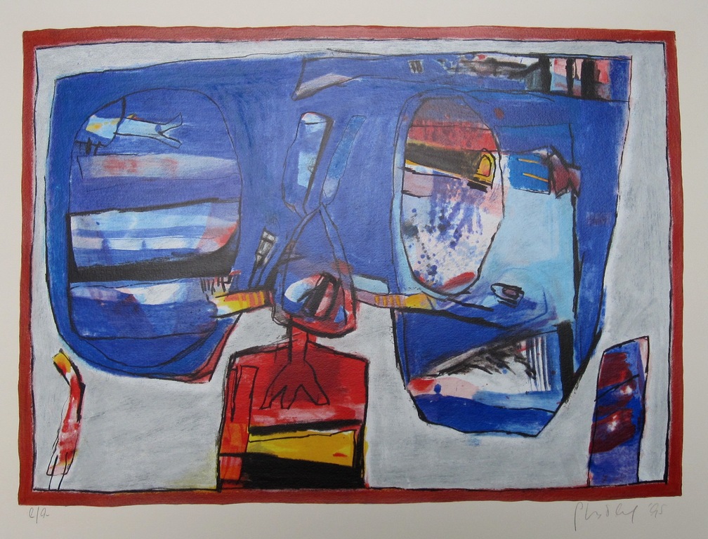 Geert Vrijdag - Geert Vrijdag: Zeefdruk, ''Compositie in blauw'' kopen? Bied vanaf 25!