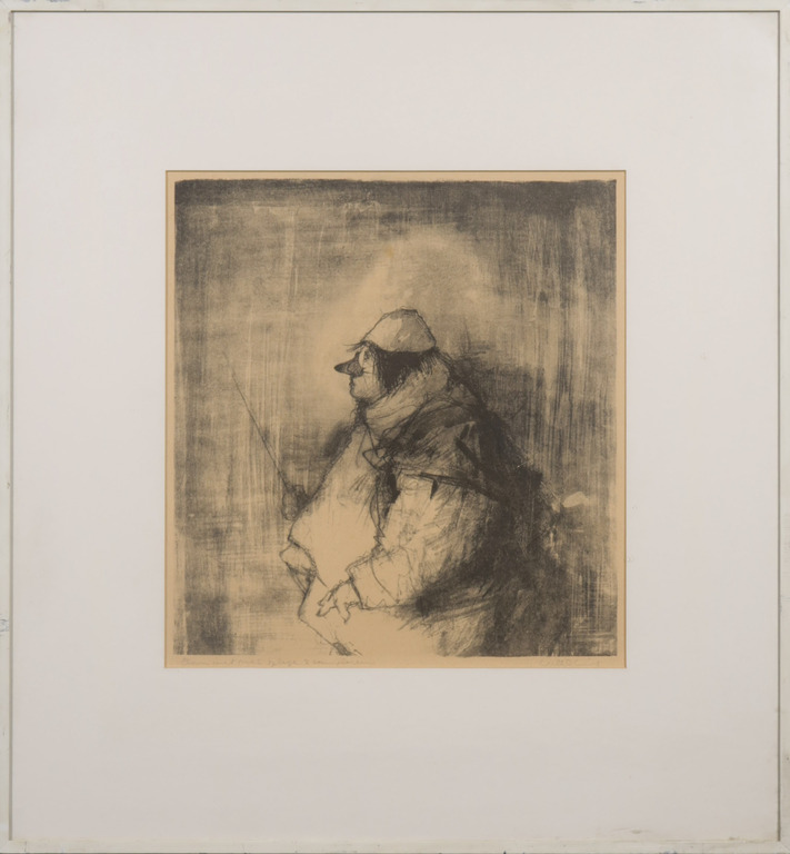 Dirkje Kuik: Litho, Clown met mes - Ingelijst verkocht voor € 40!