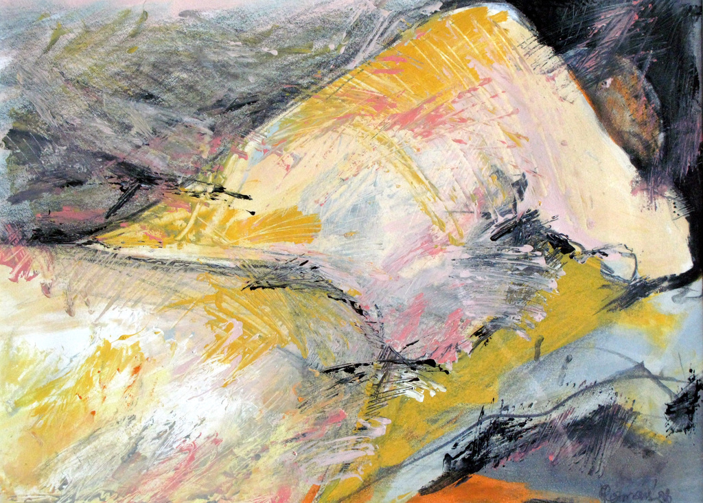 JET ROTMANS (1953) - groot abstract werk in gemengde techniek uit 1986. kopen? Bied vanaf 325!