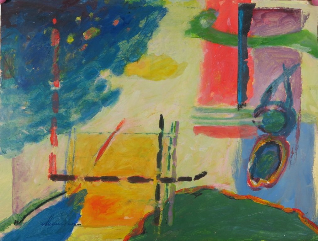 Wil van Leeuwen: Gouache en collage, Z.T. kopen? Bied vanaf 100!