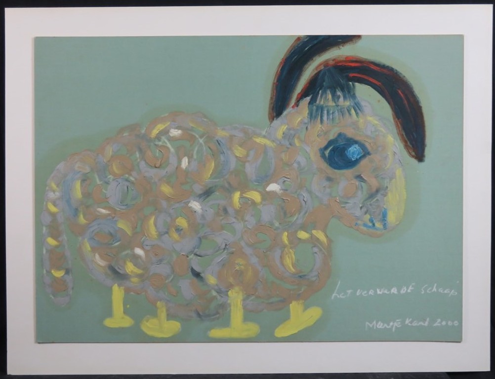 Meertje Kaal: Olieverf en Acryl op karton, Het verwarde schaap  kopen? Bied vanaf 1!