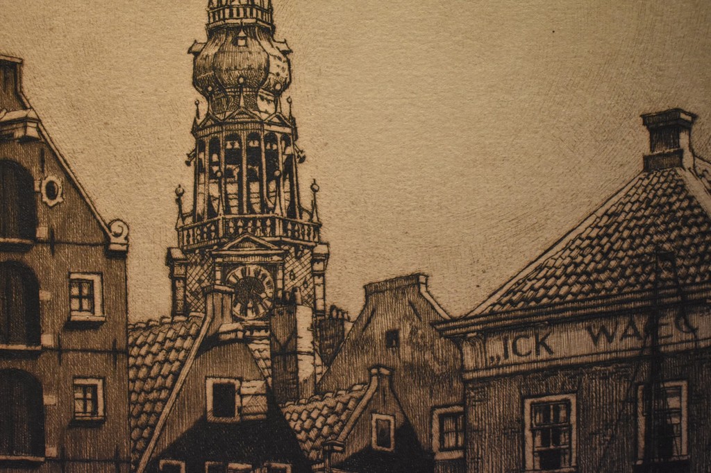 Cornelis BRANDENBURG (1884-1954)-AMSTERDAM, Ets, Damrak, Gesigneerd. kopen? Bied vanaf 1!