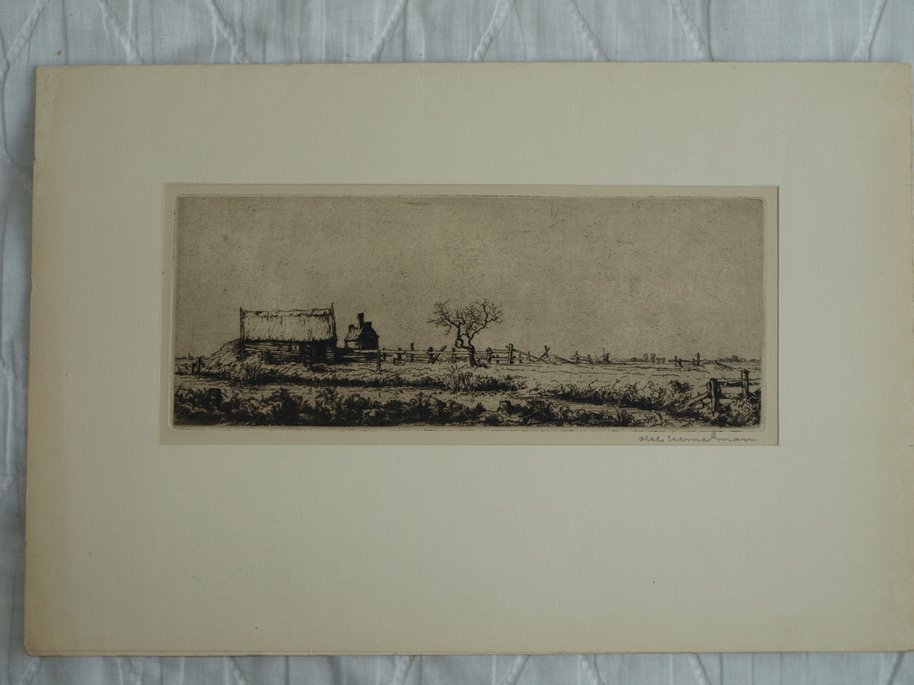 Albert Hemelman (1883-1951) : Ets â�� Geldersch landschap â�� gesigneerd â�� ca 1935 kopen? Bied vanaf 25!