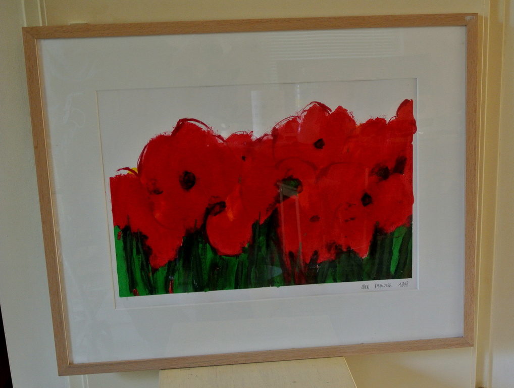 Monoprint -De Bloemen van Jan Cremer- Handgesigneerd.1998. In mooie houten lijst kopen? Bied vanaf 79!