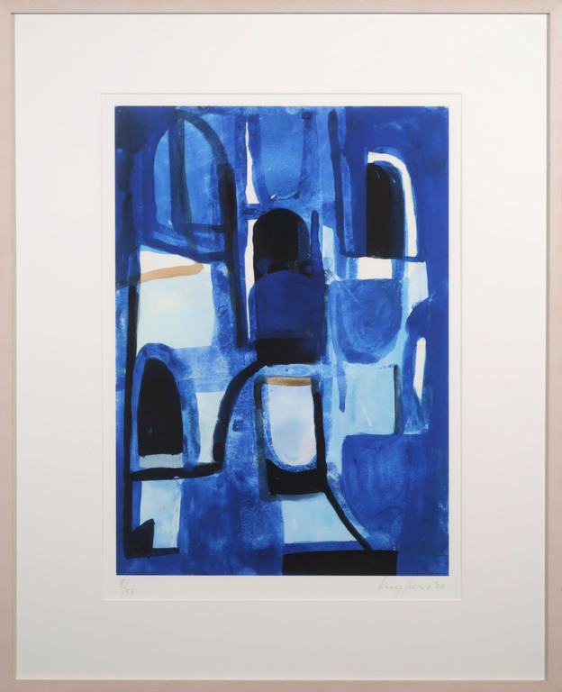Theo Kuijpers: Giclee, Z.T. (Blauw) - Ingelijst verkocht voor € 40!