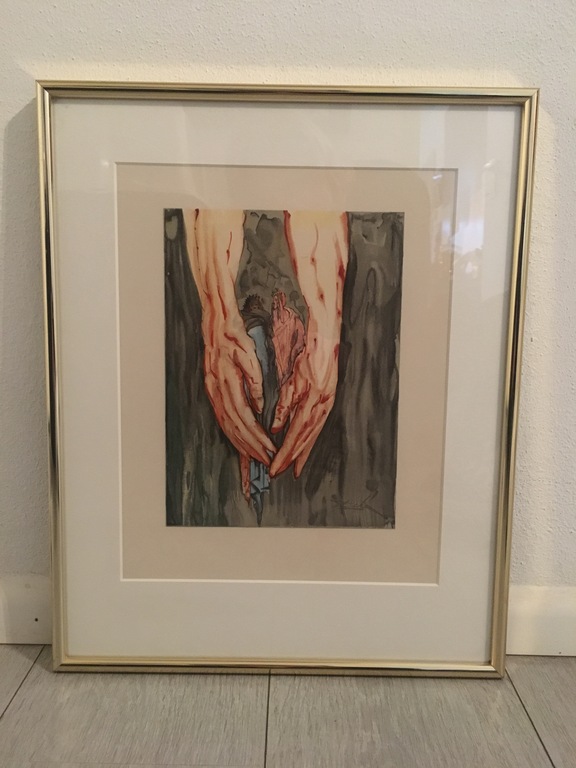Salvador Dali, Kleurenlitho, Surrealistische figuren met handen kopen? Bied vanaf 1!