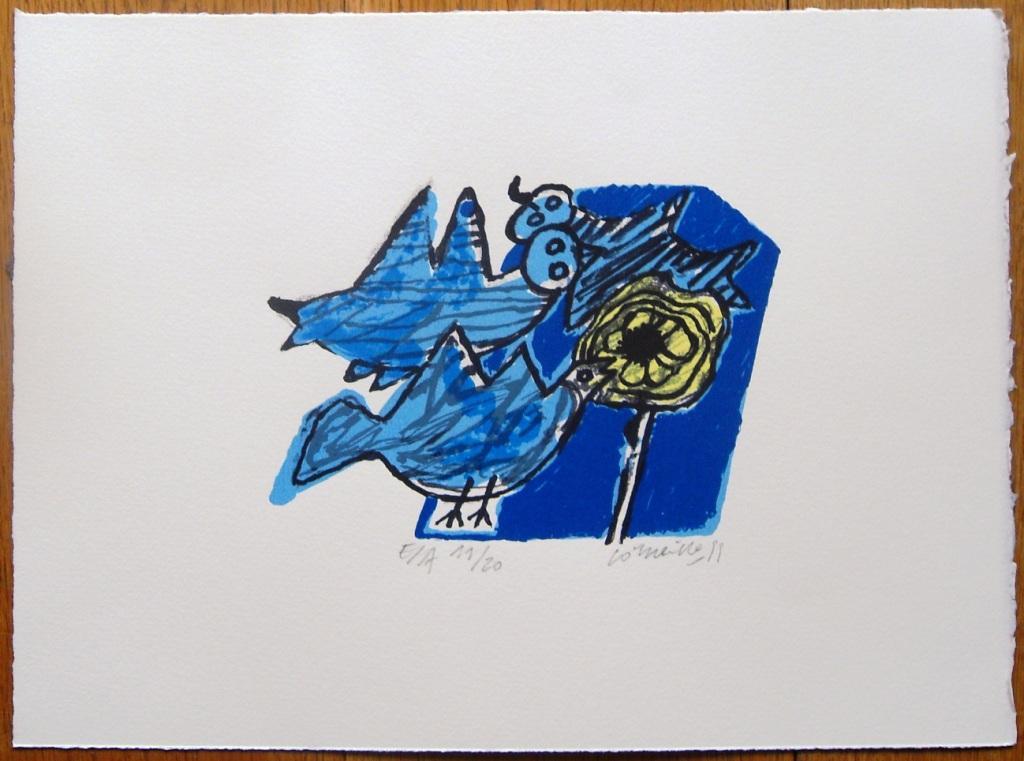 Corneille : zonnebloem en blauwe vogels verkocht voor € 80!