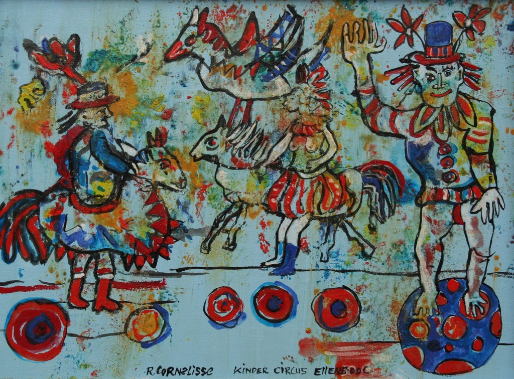 Ruud Cornelisse - Acrylverf op doek - kindercircus Elleboog kopen? Bied vanaf 60!