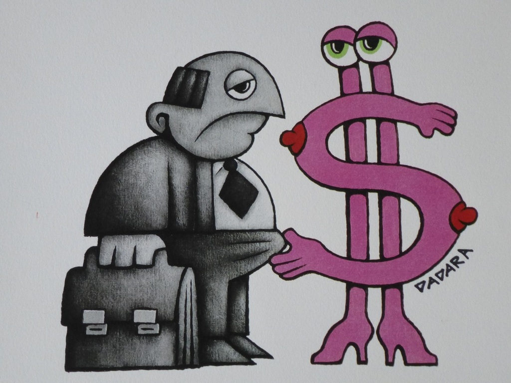 Dadara, Daniel Rozenberg, Greyman Money Lover,zeefdruk, handgesigneerd verkocht voor € 125!