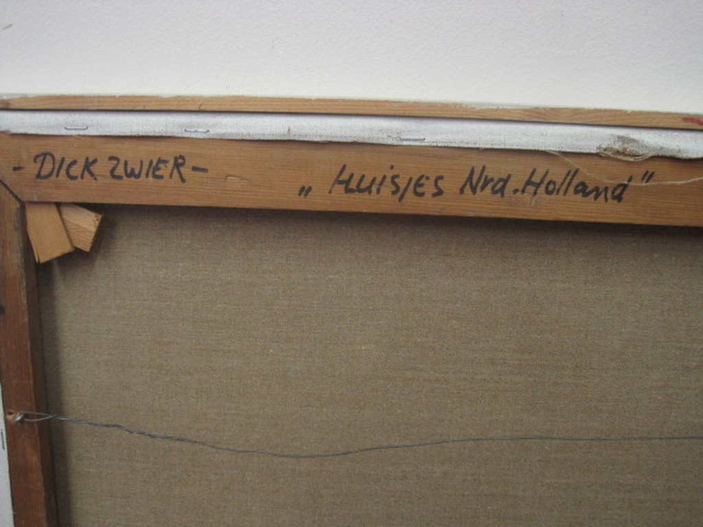Dick Zwier (1915-1993) olieverf "Huisjes Noord Holland" 1987 kopen? Bied vanaf 1!