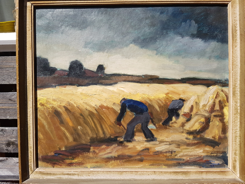 Martin Uitenbosch : olieverf op linnen : graanoogst  kopen? Bied vanaf 100!