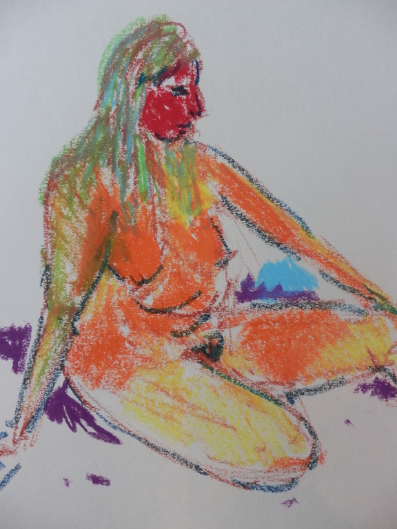 JUUL NEUMANN   Pastelkrijttekening op papier   ZITTEND NAAKT   kopen? Bied vanaf 20!