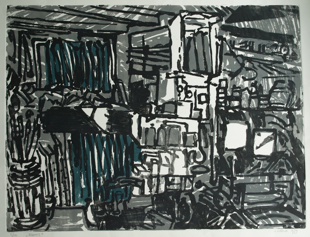 Annelies Wolma (1953-) : Litho, De kamer – gesigneerd – 1979 kopen? Bied vanaf 1!