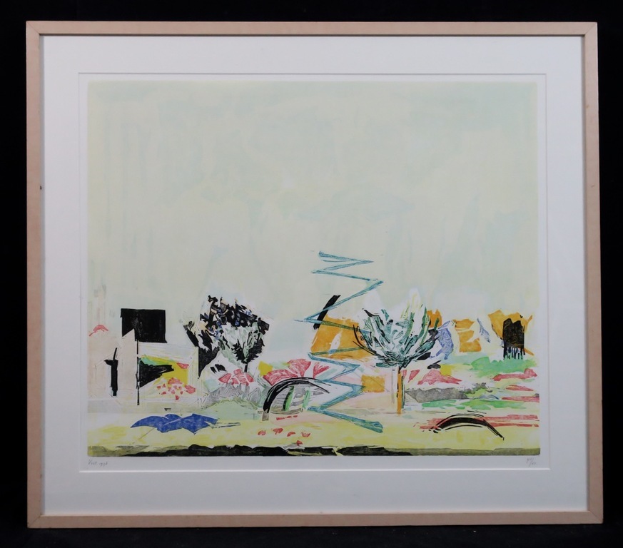 Wilfred Voet: Houtsnede, Z.T. (groen) - Ingelijst kopen? Bied vanaf 1!