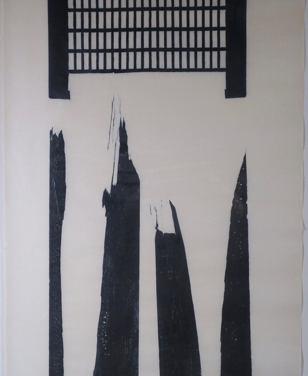 Kas Gerrits: Houtsnede op Rijstpapier, Z.T. - Ingelijst (Zeer groot!) kopen? Bied vanaf 50!