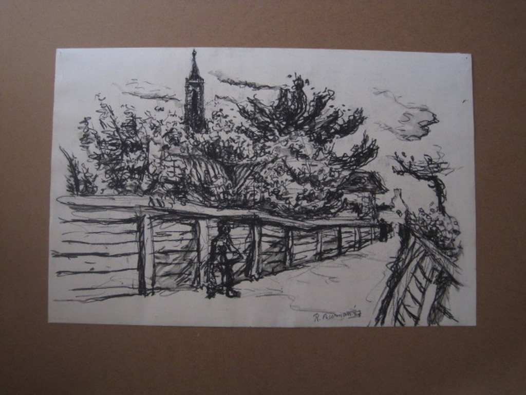 Sepiatekening "Bij Broek in Waterland" Neo expressionist Rudi Bierman 1921-1972  kopen? Bied vanaf 1!