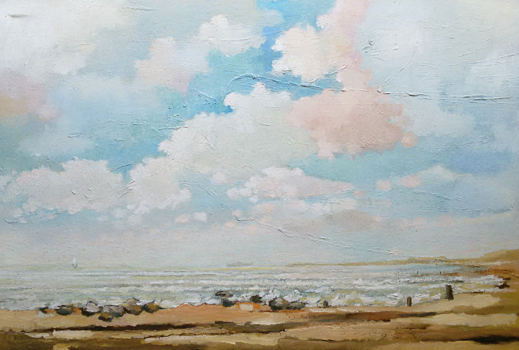 Strandgezicht, olieverf op doek (groot!) kopen? Bied vanaf 1!