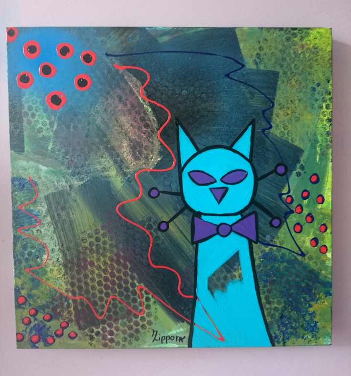 Zippora Meijer  Cat  acryl op 3D doek 50/50 cm kopen? Bied vanaf 25!