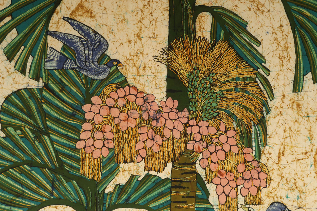 Onbekend gesigneerd: Batik op doek, Palm - Ingelijst (Zeer groot) kopen? Bied vanaf 75!