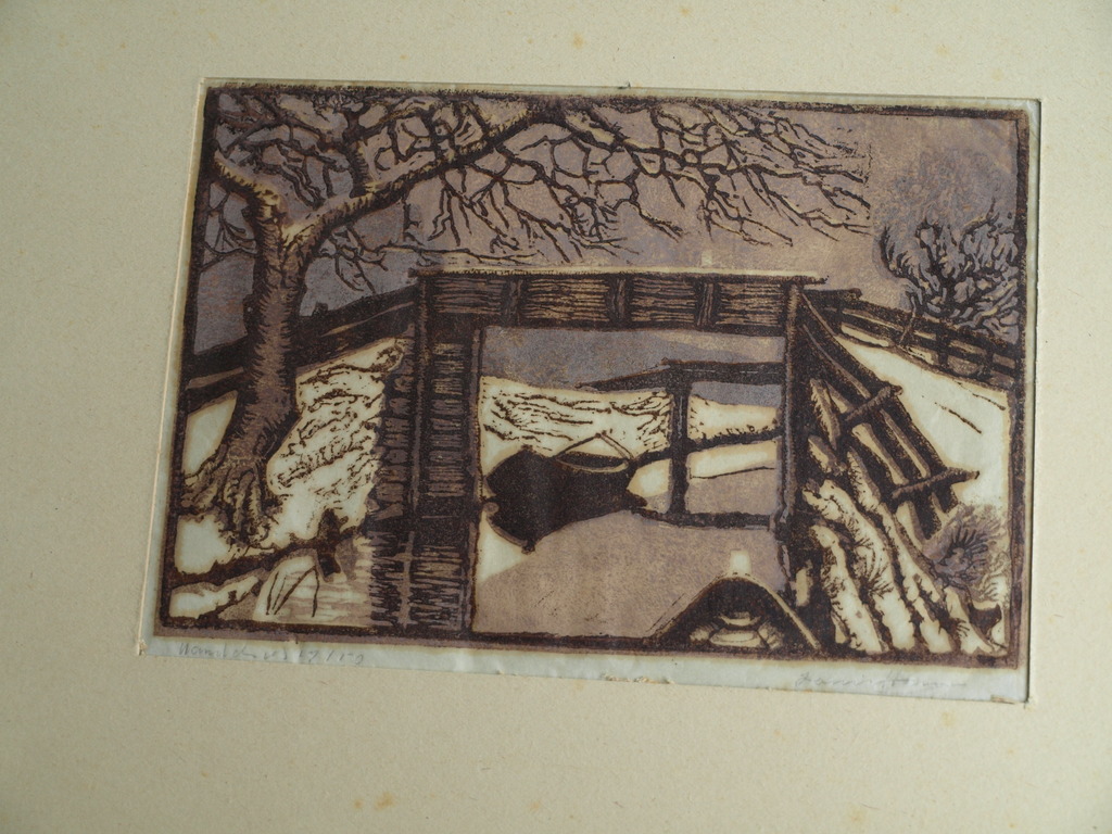 Louis Haver : Houtsnede , De houten brug – Gesigneerd – ca 1950 kopen? Bied vanaf 25!