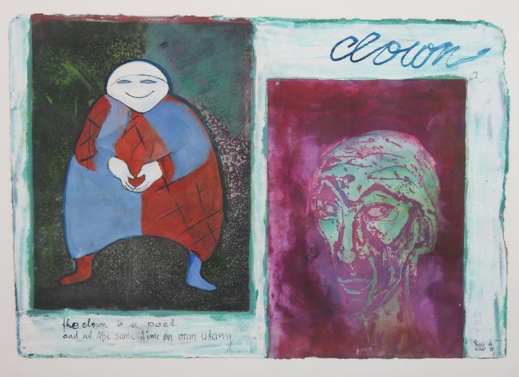 Kees de Waal: Gouache, Ets en Aquatint, Clown - Ingelijst kopen? Bied vanaf 1!