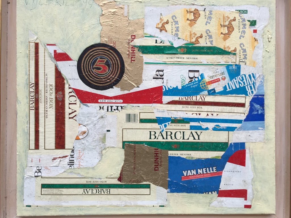 ERNST VIJLBRIEF  Unieke Collage op doek 2 x gesigneerd 1994 verkocht voor € 395!