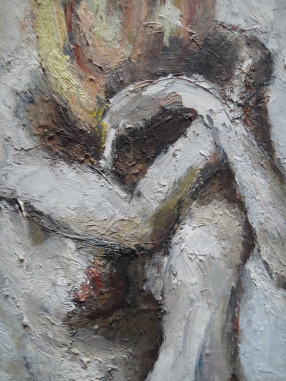 Onduidelijk gesigneerd, olieverf op board, portret van naakte vrouw kopen? Bied vanaf 20!