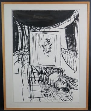 Jan van der Pol - Jan van der Pol: Gemengde techniek, Zonder titel -Ingelijst (groot) kopen? Bied vanaf 40!