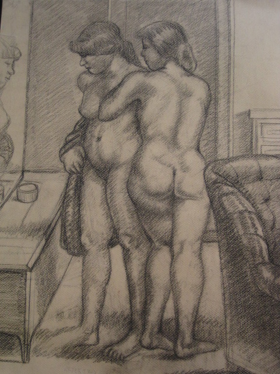 Interessante grote houtskooltekening "in het boudoir" gesigneerd Philip 85 kopen? Bied vanaf 1!