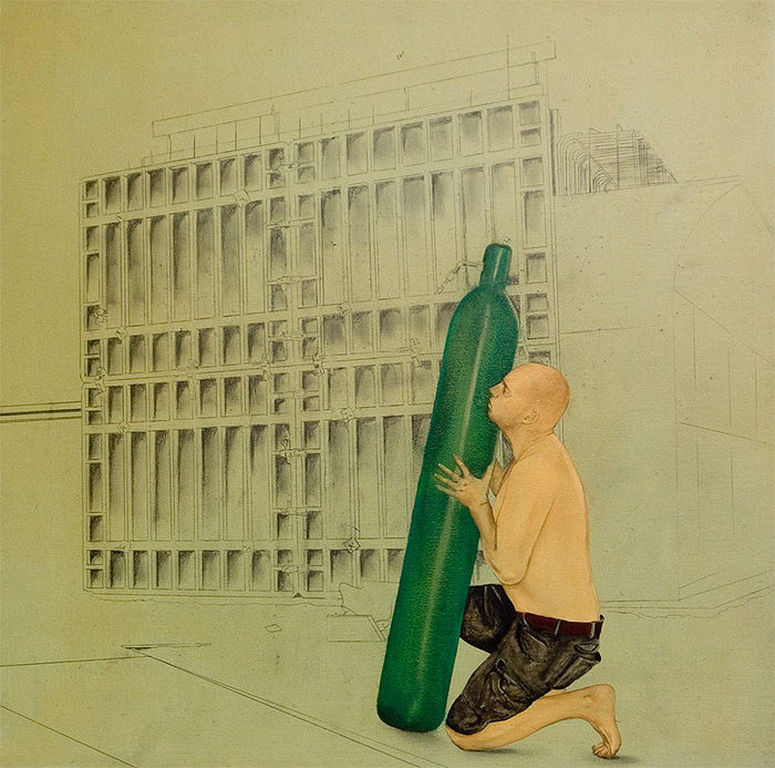 Henk Olijve, Olieverf op paneel - verso gesigneerd - 2008 verkocht voor € 150!